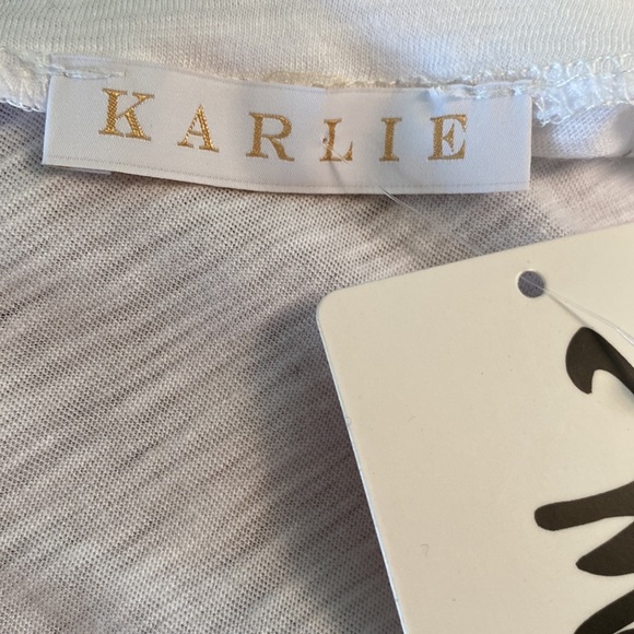 NWT Karlie Puff Ruched Sleeve White Knit Top - M - Picture 11 of 13